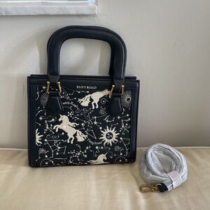 Fany Road Japanese Embroidered Unicorn Celestial Zodiac Leather Bag